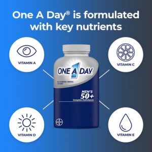 One A Day Men’s 50+ Healthy Advantage Multivitamin, Multivitamin for Men with Vitamins A, C, E, B6, B12, Calcium and Vitamin D, Tablet, 200 Count (Pack of 1) - Image 3