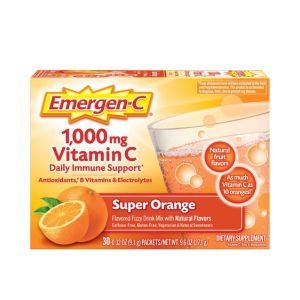 Emergen-C 1000mg Vitamin C Powder for Daily Immune Support Caffeine Free Vitamin C Supplements with Zinc and Manganese, B Vitamins and Electrolytes, Super Orange Flavor - 30 Count