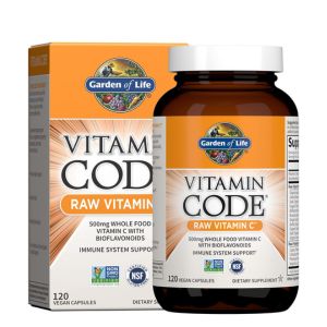 Garden of Life - Vitamin Code Raw VitaminC - 120 Vegan Capsules, 500mg Whole Food VitaminC with Bioflavonoids, Fruits & Veggies, Probiotics, Gluten Free Vitamin-C Supplements for Adults