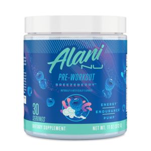 Alani Nu Pre Workout Powder BREEZEBERRY, Amino Energy Boost, Endurance Supplement, Sugar Free, 200mg Caffeine, L-Theanine, Beta-Alanine, Citrulline, 30 Servings