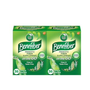 Benefiber On The Go Prebiotic Fiber Supplement Powder for Digestive Health, Daily Powder, Unflavored Stick Packs - 36 Sticks (Pack of 2)