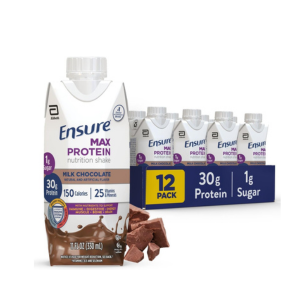 Ensure Max Protein Shake | Milk Chocolate | Ready to Drink | 30g Protein for Muscle Health | 1g Sugar, 4g Fiber | 11 fl oz, 12 Pack