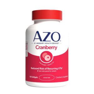 AZO Cranberry Supplement, Made with Concentrated Whole Fruit Cranberry Powder to Help Cleanse and Protect the Urinary Tract*, Sugar Free Cranberry Pills, Non-GMO, 100 Softgels